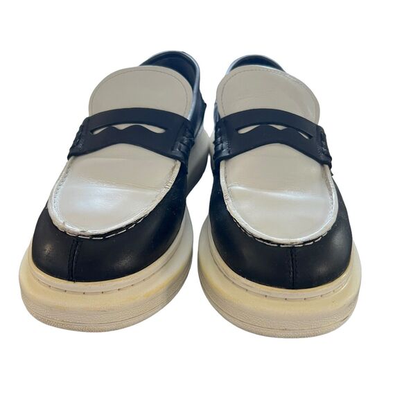 ALEXANDER MCQUEEN Two Tone Leather Loafers Black White Size 39 - Picture 3 of 12